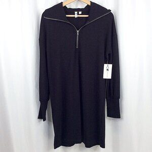 NWT Cable & Gauge 1/2 Zip Dress Women's Size Medium Black Long Sleeve